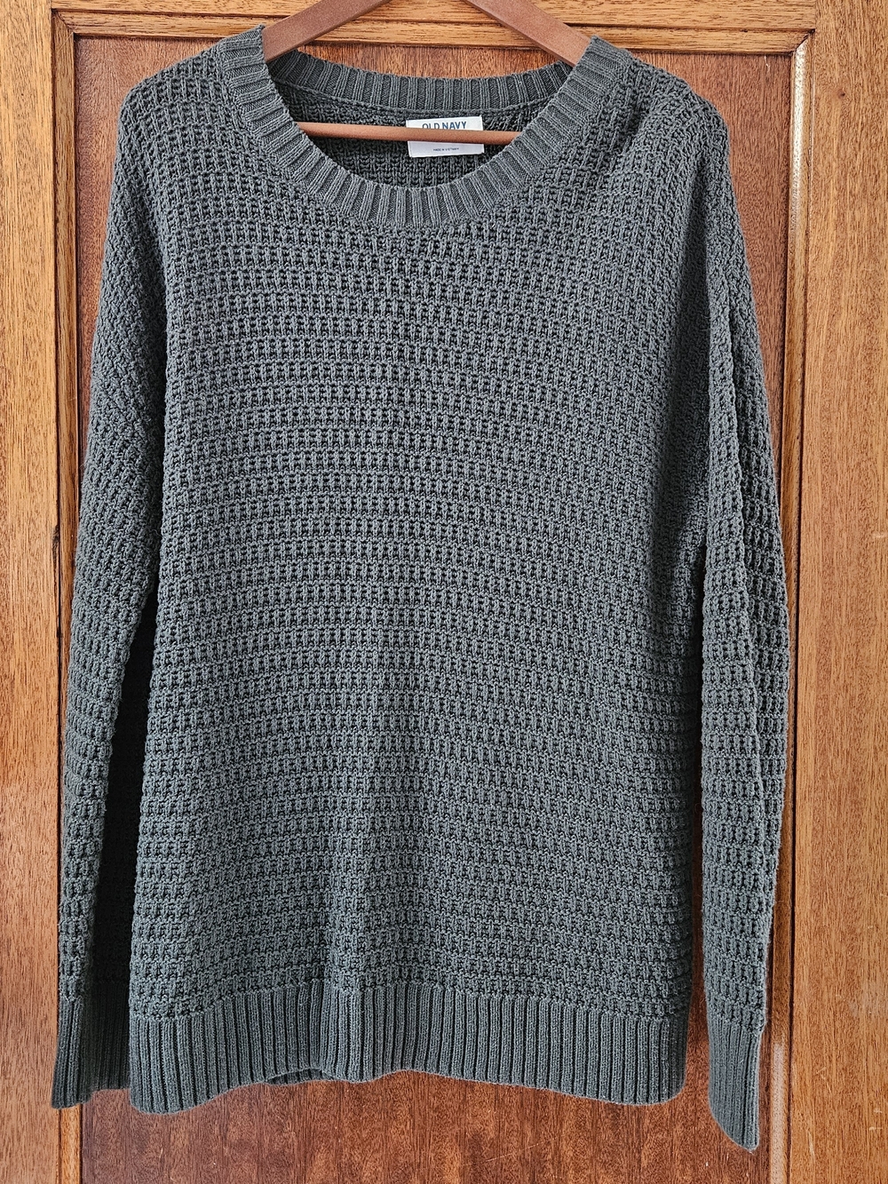 Old Navy Men's Charcoal Waffle Crewneck Sweater